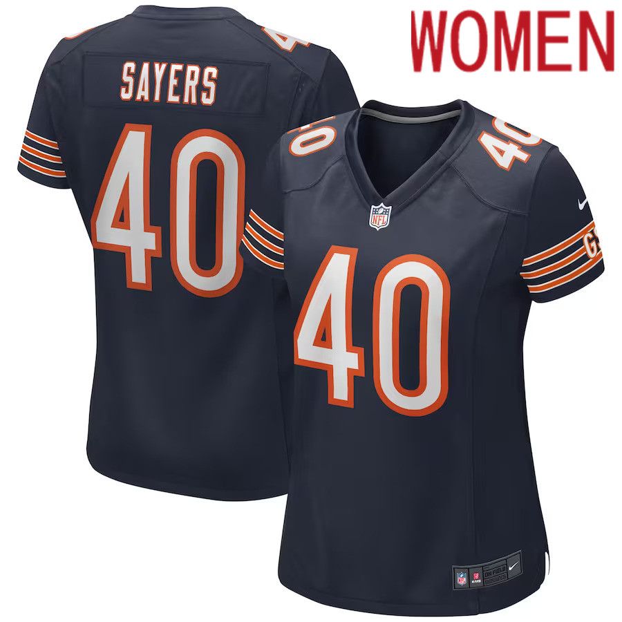Women Chicago Bears #40 Gale Sayers Nike Navy Game Retired Player NFL Jersey->women nfl jersey->Women Jersey